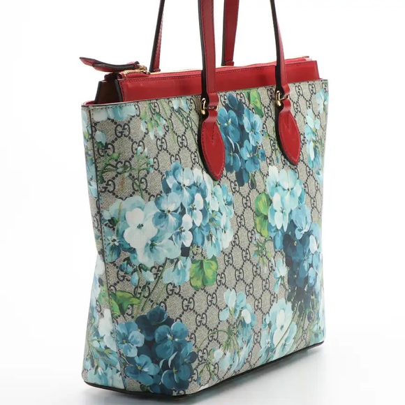 ** AUTHENTIC**Gucci GG Blooms Tote Multi Coated Canvas Fabric Bag - Picture 2 of 13